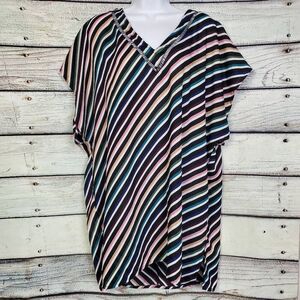 Kona Sol Women’s Striped Cover-Up Tunic Top Size M
